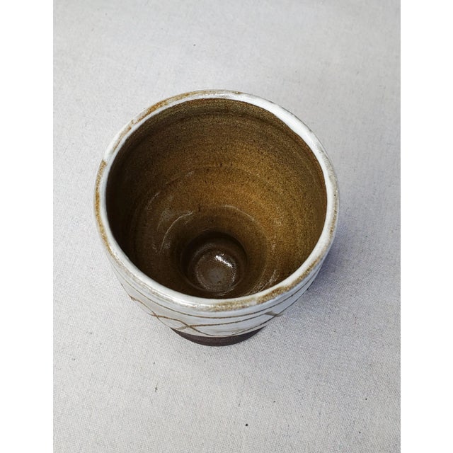 1993 Fullmer Studio Pottery Brown and White Ceramic Cup Goblet or Vase For Sale In Los Angeles - Image 6 of 8