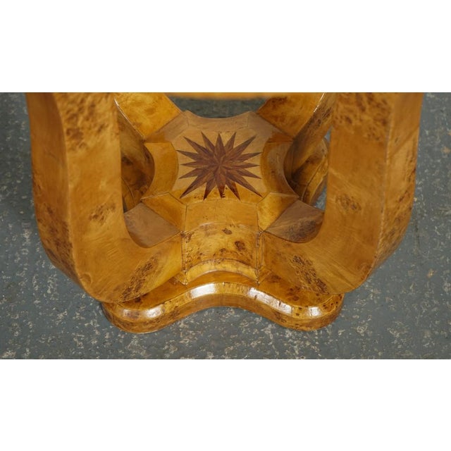 Art Deco Burr Walnut Circulair Pedestal Round Console Center Table For Sale - Image 6 of 14