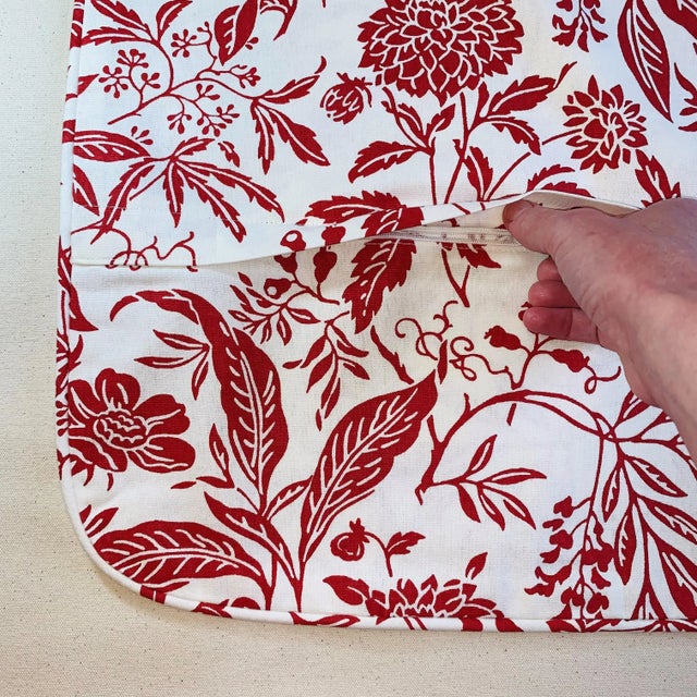 2020s Contemporary Premier Prints MM Designs Red & White Printed Botanical Floral Leaf Leaves Pillow Covers- Set of 3 For Sale - Image 5 of 8