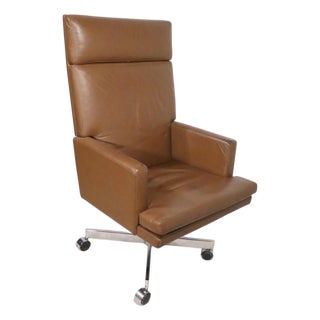 Vintage Swivel Leather Desk Chair Attributed to Mueller Furniture C. 1970's For Sale