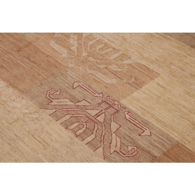 Modern Gabbeh Tan/Red Wool Rug - 9'0'' X 11'4'' For Sale In New York - Image 6 of 10