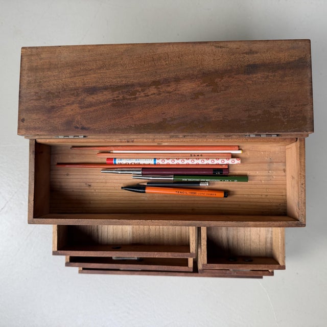 1920s Japanese Writers Cabinet with Drawers and Top Compartment, 1920s For Sale - Image 5 of 15