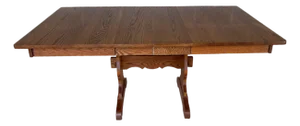 Tom Seely Solid Oak Trestle Style Twin Leaf Extension Dining Table