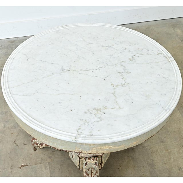 French 19th Century White Marble Top Gueridon with Painted Finish For Sale - Image 15 of 17