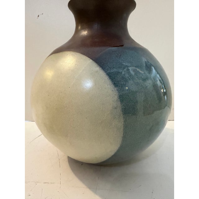 Vintage Robert Maxwell for Pottery Craft studio pottery vessel featuring a rounded sculptural silhouette with a softly...