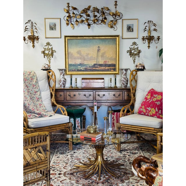 Vintage Italian Gilt Wood Tole Sheaf of Wheat Candle Sconces, a Pair For Sale - Image 10 of 10