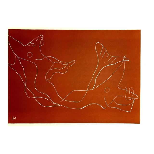 Wood Henri Laurens - Ocean - Original Color Linoleum Cut 1938 For Sale - Image 7 of 7