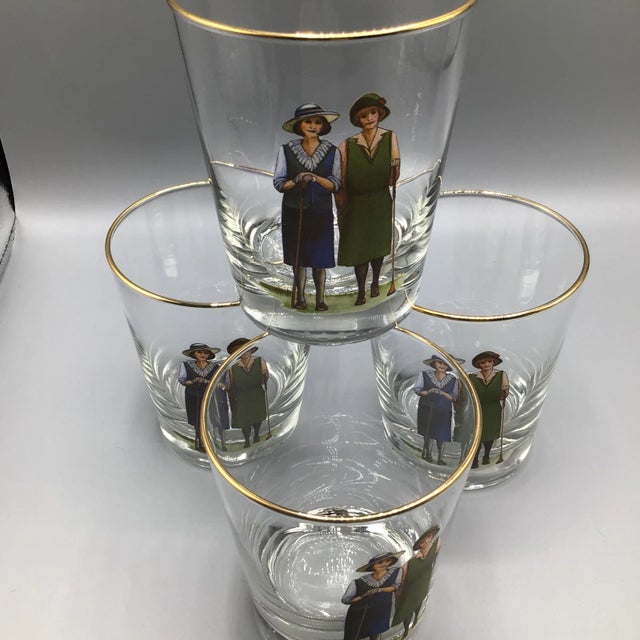 Vintage Female Golfers Double Old Fashion Gold Rim Glasses For Sale - Image 11 of 13
