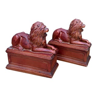 1960s-70s Resin Lion Bookends For Sale