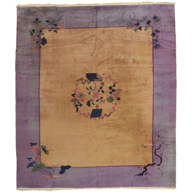 Early 20th Century Antique Chinese Art Deco Rug, 10'02 X 11'07 For Sale - Image 9 of 9