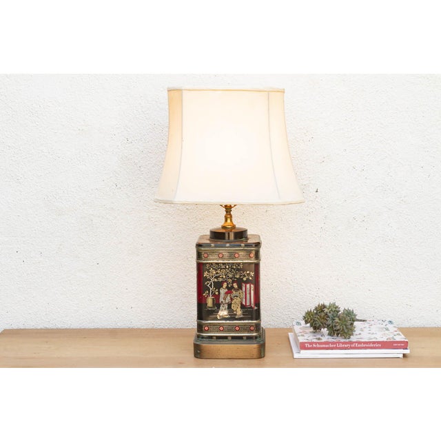Antique Canton Tea Merchant Tin Lamp For Sale - Image 9 of 9