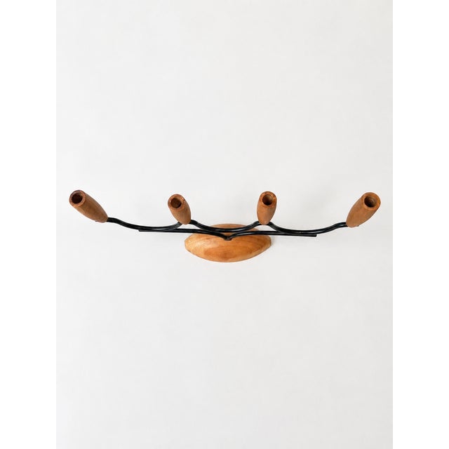 Mid-Century Modern Danish Teak & Metal Candleholder, 1960s For Sale - Image 3 of 8