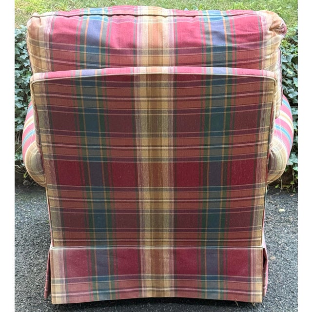 Sherrill Furniture Vintage Sherill Furniture Plaid Skirted Lounge Chair For Sale - Image 4 of 10