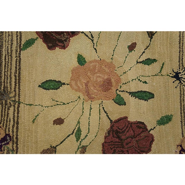 Antique American hooked rug, measures: 2'7" x 3'11". Antique American Hooked Rug American Ivory 1890s Ivory, Circa Date:...