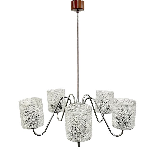 Vintage 5-Arm Chandelier from Lidokov, 1970s For Sale