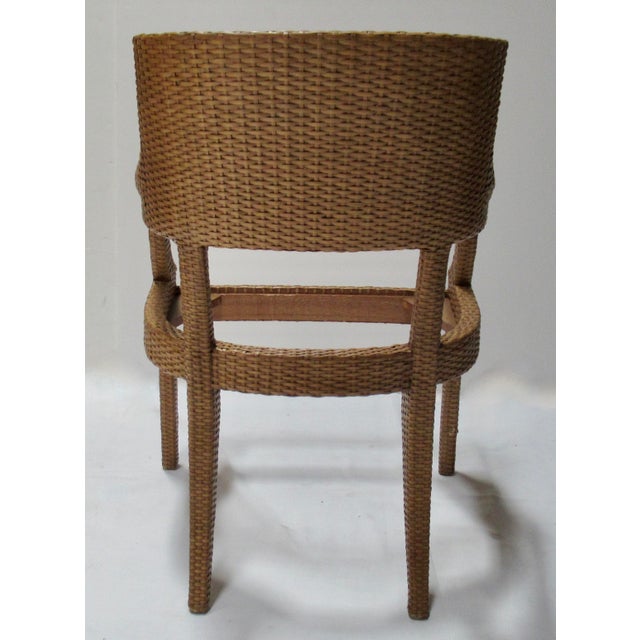 C.1998 David Sutherland "Melina" Coll. Klismos-Style Woven Wicker Rattan Over Teak Framed Dining Arm Chair Frames - Set of 6 For Sale - Image 11 of 16