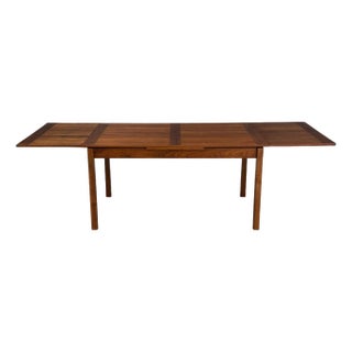 1960s Refinished Danish Modern Teak Draw Leaf Dining Table For Sale