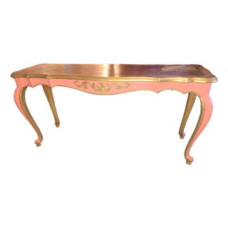 1960s Blush & Gilded Italian Rococo Console Table For Sale