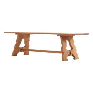A Large French Pine Farmhouse Trestle Table, C. 1890. For Sale