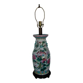 Antique Chinese Pink Family Vase Table Lamp For Sale