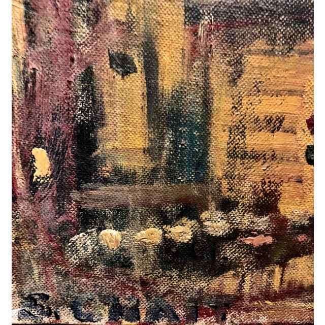 Abstract Cityscape 1960 Oil Painting Signed Chait Expressionist NYC City Scene, 1960 For Sale - Image 4 of 4
