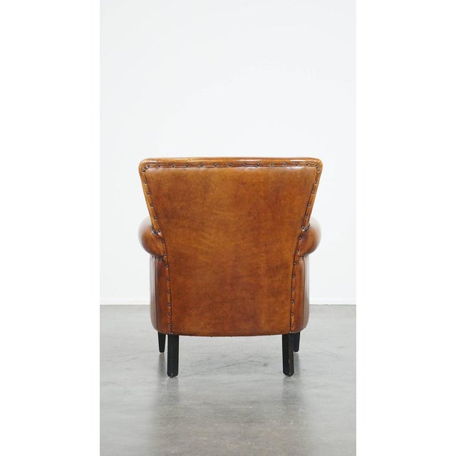 Leather Armchair in a Light Cognac Color For Sale - Image 4 of 12