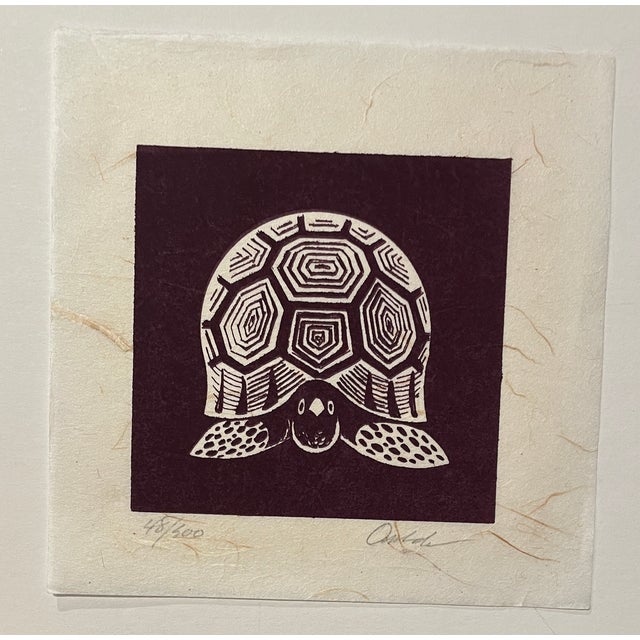 1970s James Francis Omohundro (1938-2016) tortoise or turtle serigraph on paper in maroon ink, pencil signed and numbered...