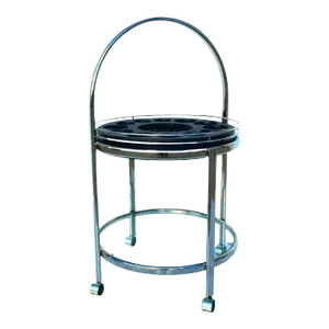 Mid Century Modern 1970s Chrome Circle Bar Cart Trolley Tea Retro Vintage