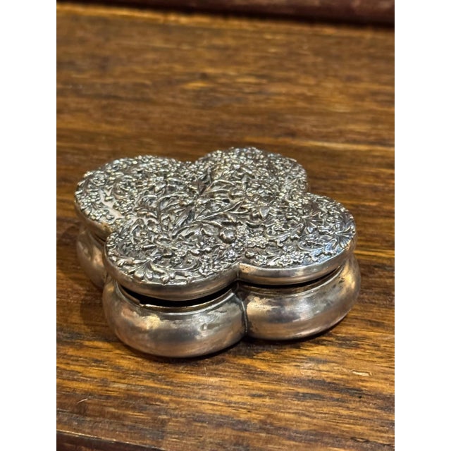 19th Century Antique Sterling Silver Floral Repousse Box For Sale - Image 5 of 10