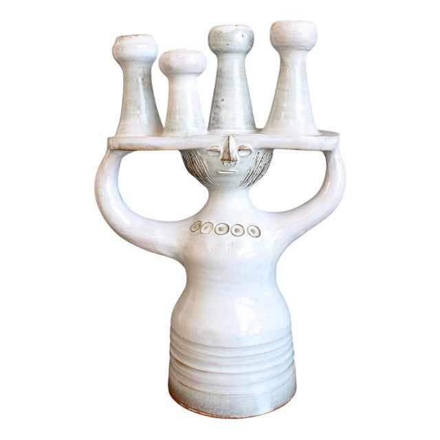 Sculptural Ceramic Pottery Porter Candleholder by Jacques Pouchain for Atelier Dieulefit, 1960s-1970s For Sale