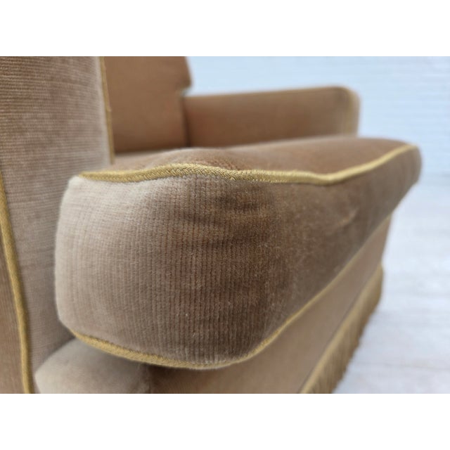 Vintage Danish Lounge Chair in Honey Yellow Furniture Velour, 1970s For Sale - Image 4 of 16