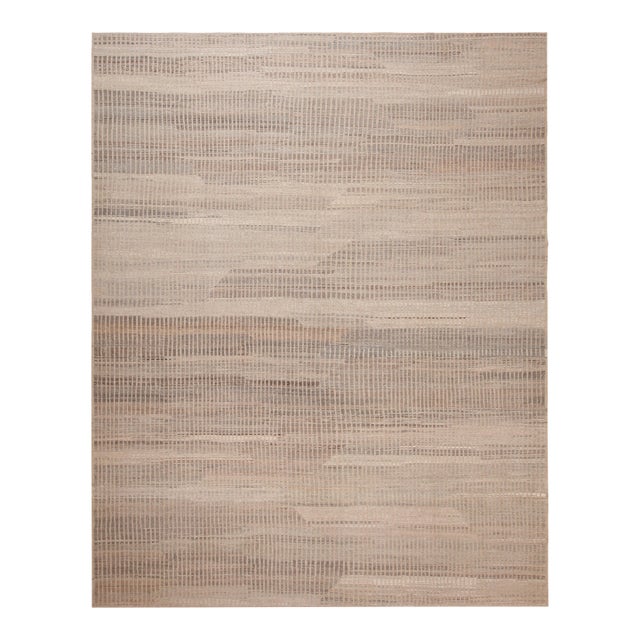 Nazmiyal Collection Large Modern Moroccan Taupe Color Rug For Sale