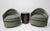 Super great looking pair of Milo Baughman style lounge chairs newly upholstered in mohair by Vendome, color Eucalyptus....