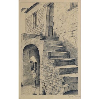 Andre Trost, Vintage French Lithograph - Village Scene For Sale