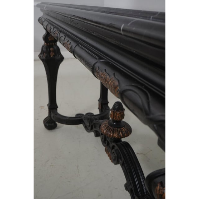 Marge Carson Black Marble Top Continental Console Table For Sale - Image 10 of 16