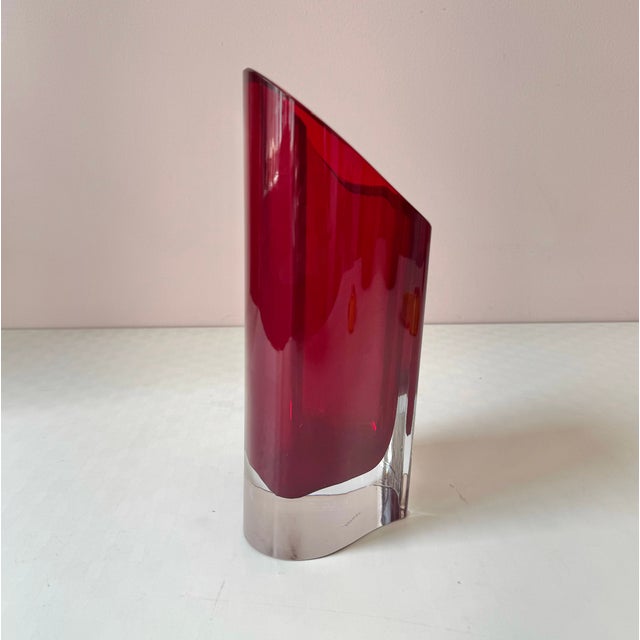 Red Vintage Crystal Red Heart Vase by Movado For Sale - Image 8 of 9