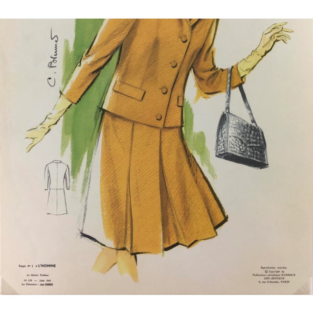 Vintage French Sketch of Autumn-Winter Season Fashion For Sale - Image 4 of 5