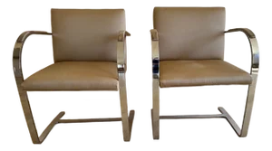 Vintage MCM Mies Van Der Rohe Brno Flat Armchairs, a Pair
