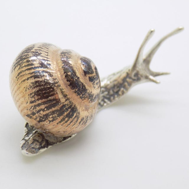 Vintage Italian Handmade Silver and Brass Snail, Tuscany, Italy, 1980s For Sale - Image 6 of 12