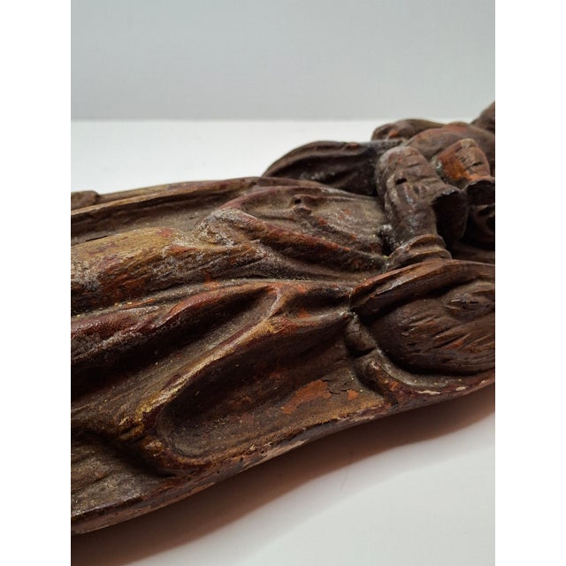 Antique 17th or 18th C. European Wooden Relief Sculpture of Madonna and Child For Sale - Image 15 of 16
