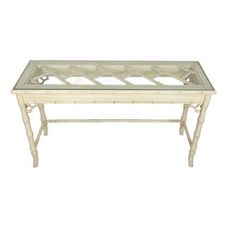 Vintage Faux Bamboo Chinese Chippendale Console Table For Sale