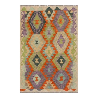 1990s Southwestern Kilim Rust Beige Wool Rug - 2'10" X 4'1" For Sale