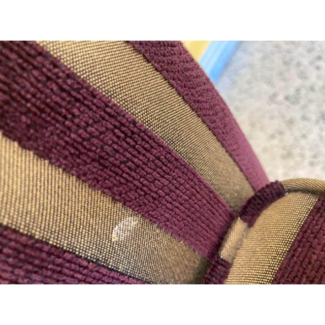Burgundy Vintage Burgundy and Gold Striped Club Chair in Corduroy Fabric by Norwalk Furniture For Sale - Image 8 of 11