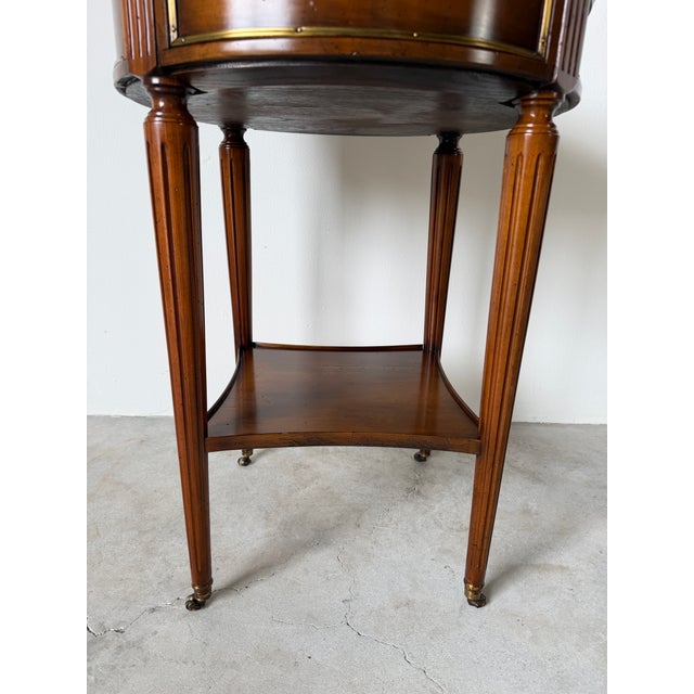 French 19th Century Louis XVI-Style Bouillotte End Table With Marble Top, Brass Gallery & Casters For Sale - Image 3 of 16