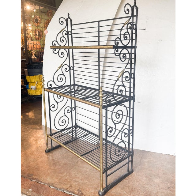Early 20th Century Large French Boulangerie Stand or Baker's Rack of Wrought Iron and Brass For Sale - Image 5 of 12
