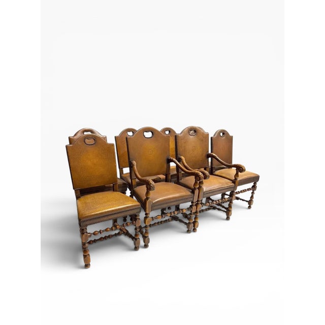 2000 - 2009 2000s Theodore Alexander Buffalo Hide Leather Dining Chairs - Set of 8 For Sale - Image 5 of 14