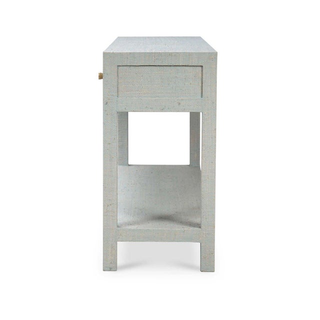 2020s Pale Blue Washed Raffia Console Table - Open Box For Sale - Image 5 of 7
