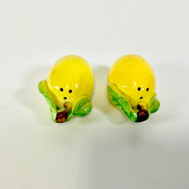 1970s 1970s Vintage Italian Mediterranean Hollywood Regency Lemon Salt & Pepper Shakers - A Pair For Sale - Image 5 of 15