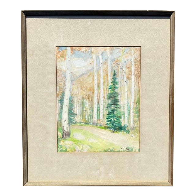 1950s Bert G. Phillips (1868–1956) "Fall Aspens" Watercolor Painting For Sale