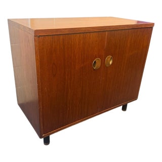 Baker Furniture Mid-Century Modern Walnut Cabinet With Brass Hardware, Circa 1970s For Sale